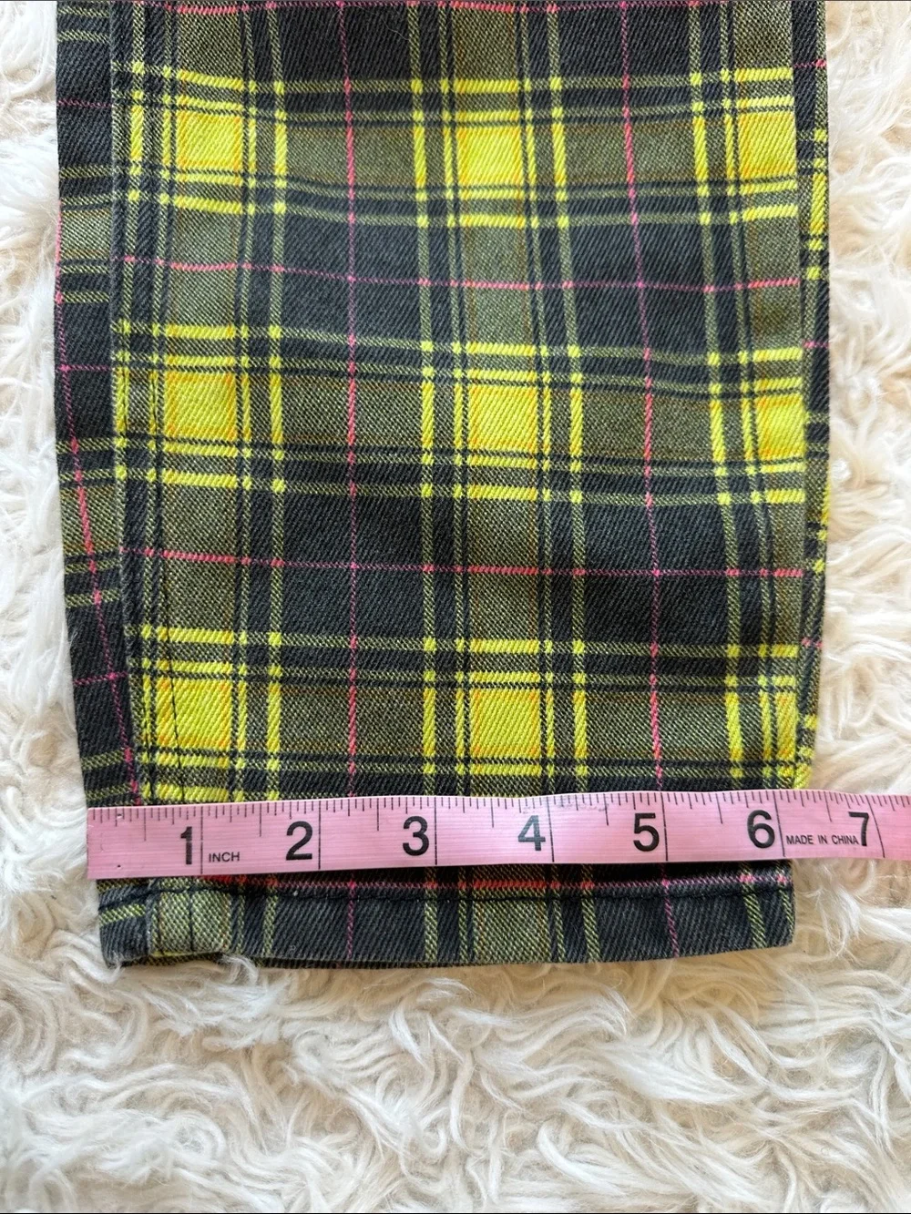 The Ragged Priest green yellow plaid high rise jeans 28